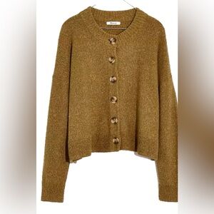 Cozy Olive Brown Button-Up Madewell Cardigan Sweater